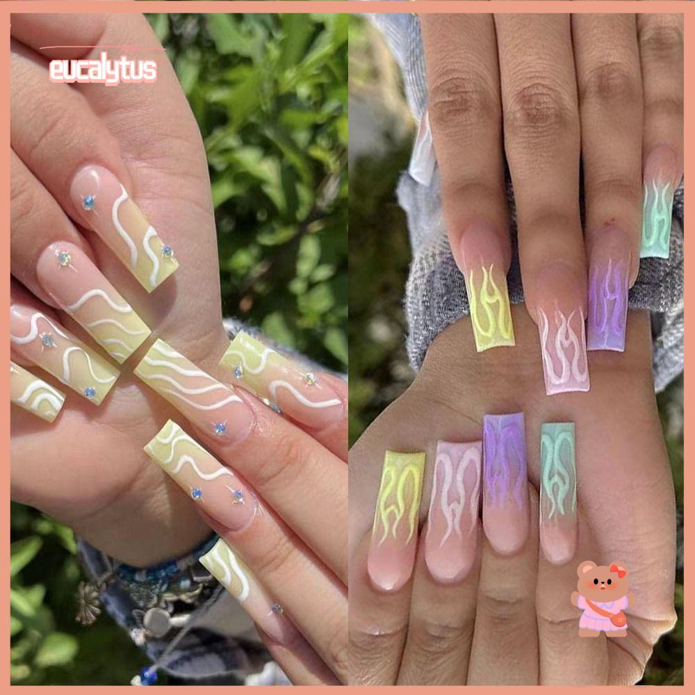 Set 24 Móng Tay Giả Có Thể Tháo Rời Phối Màu Gradient Độc Đáo|Phụ Kiện Chuyên Dụng Dành Cho Múa Ba Lê