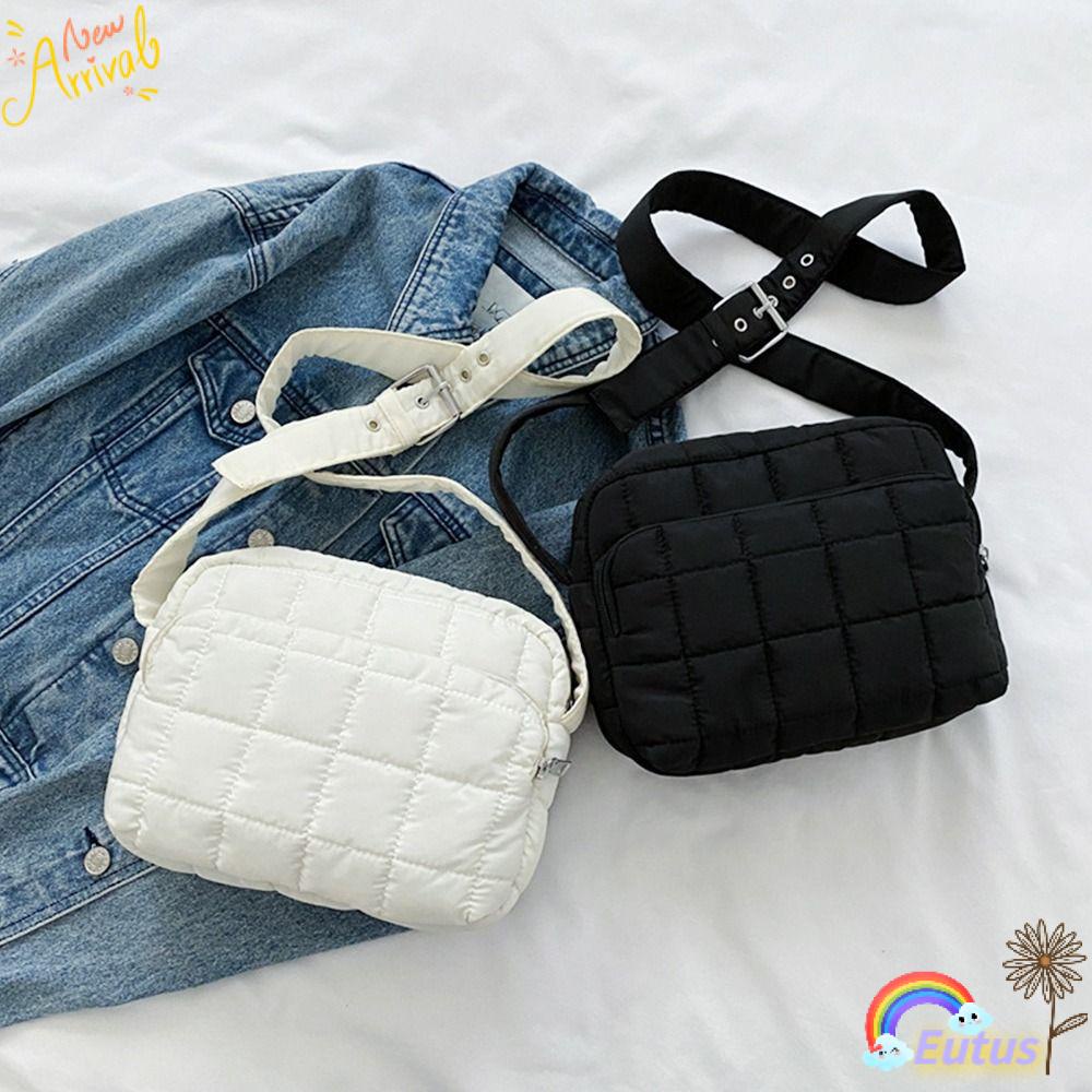 Túi Xách Đeo Vai Vải Cotton Cỡ Nhỏ Họa Tiết Kẻ Sọc Dễ Thương Cho Nữ