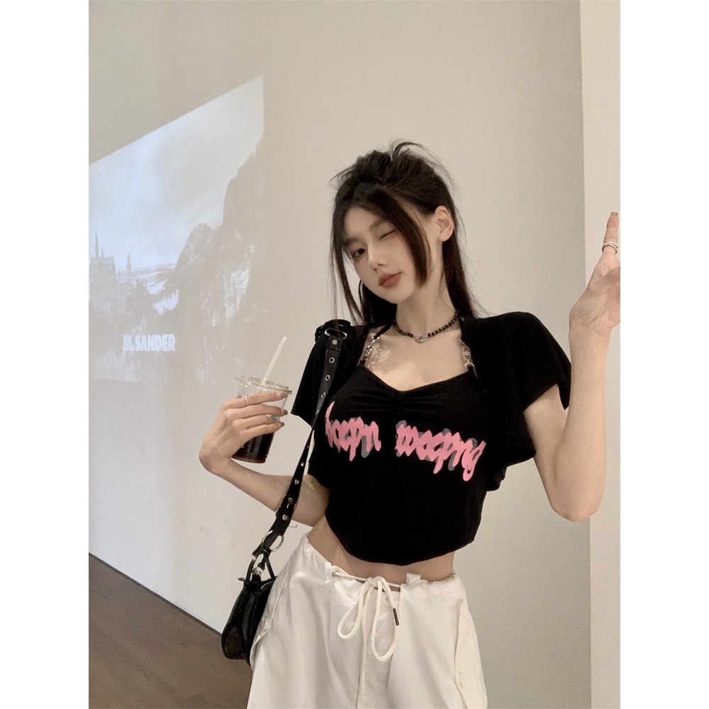 Bộ Áo Hai Dây Phối Quần Short Thời Trang Mùa Hè Quyến Rũ Cho Nữ