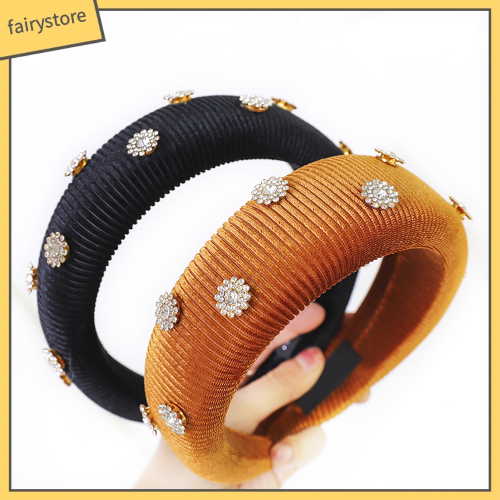 Băng Đô Cài Tóc Bằng Mút Xốp Dày Đính Đá Hình Hoa Cho Nữ