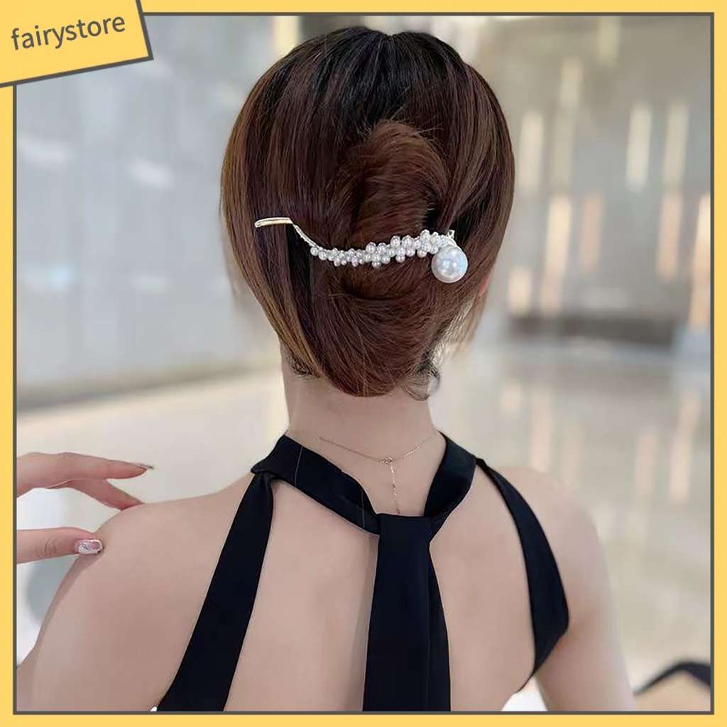 Kẹp Tóc Dạng Xoắn Đính Ngọc Trai Giả Chống Trượt Trang Trí Tóc Đơn Giản Thanh Lịch