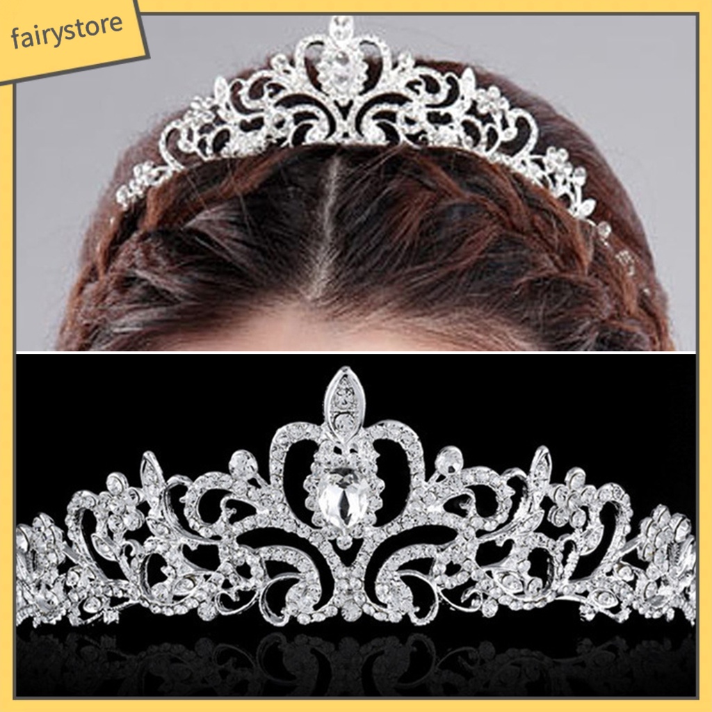 Vương Miện Cài Tóc Đính Đá Phong Cách Vintage Cho Cô Dâu