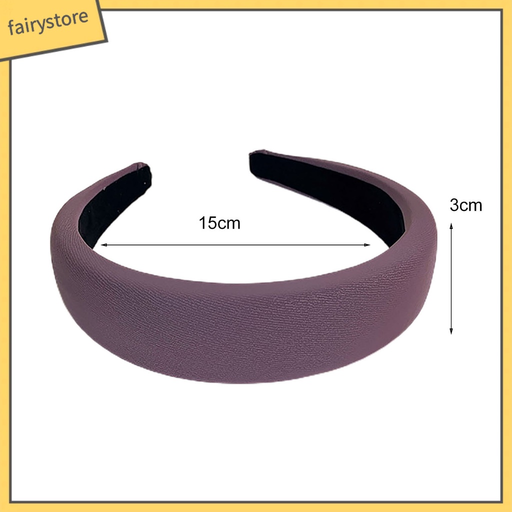 Băng Đô Cài Tóc Bản Rộng Bằng Xốp Ổn Định Màu Sắc Trơn Co Giãn