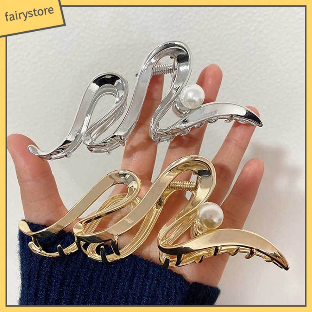 [FRO] Kẹp Tóc Càng Cua Đính Ngọc Trai Giả Màu Trơn Trang Trí Tóc Trơn Mượt Phong Cách Bland Cao Cấp Cho Nữ