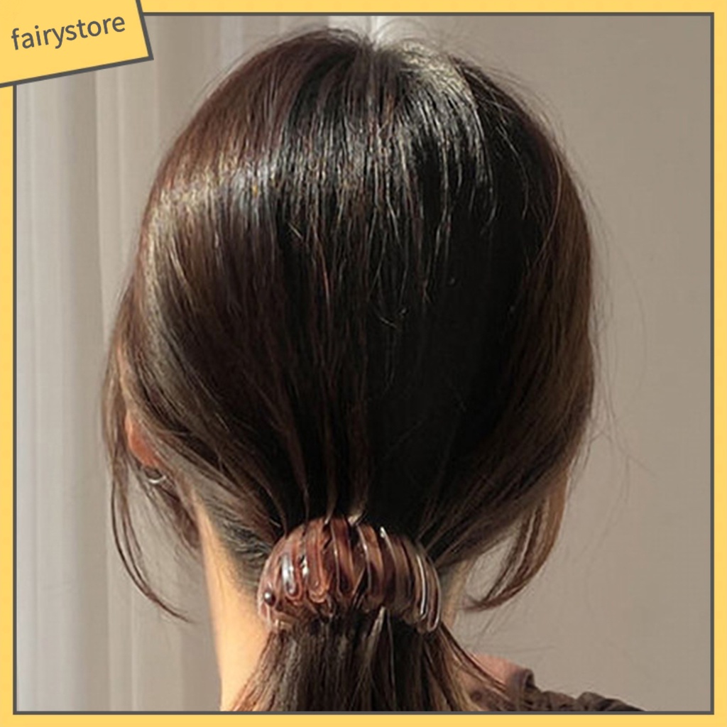 Dây Cột Tóc Co Giãn Họa Tiết Da Báo Phong Cách Retro Cho Nữ