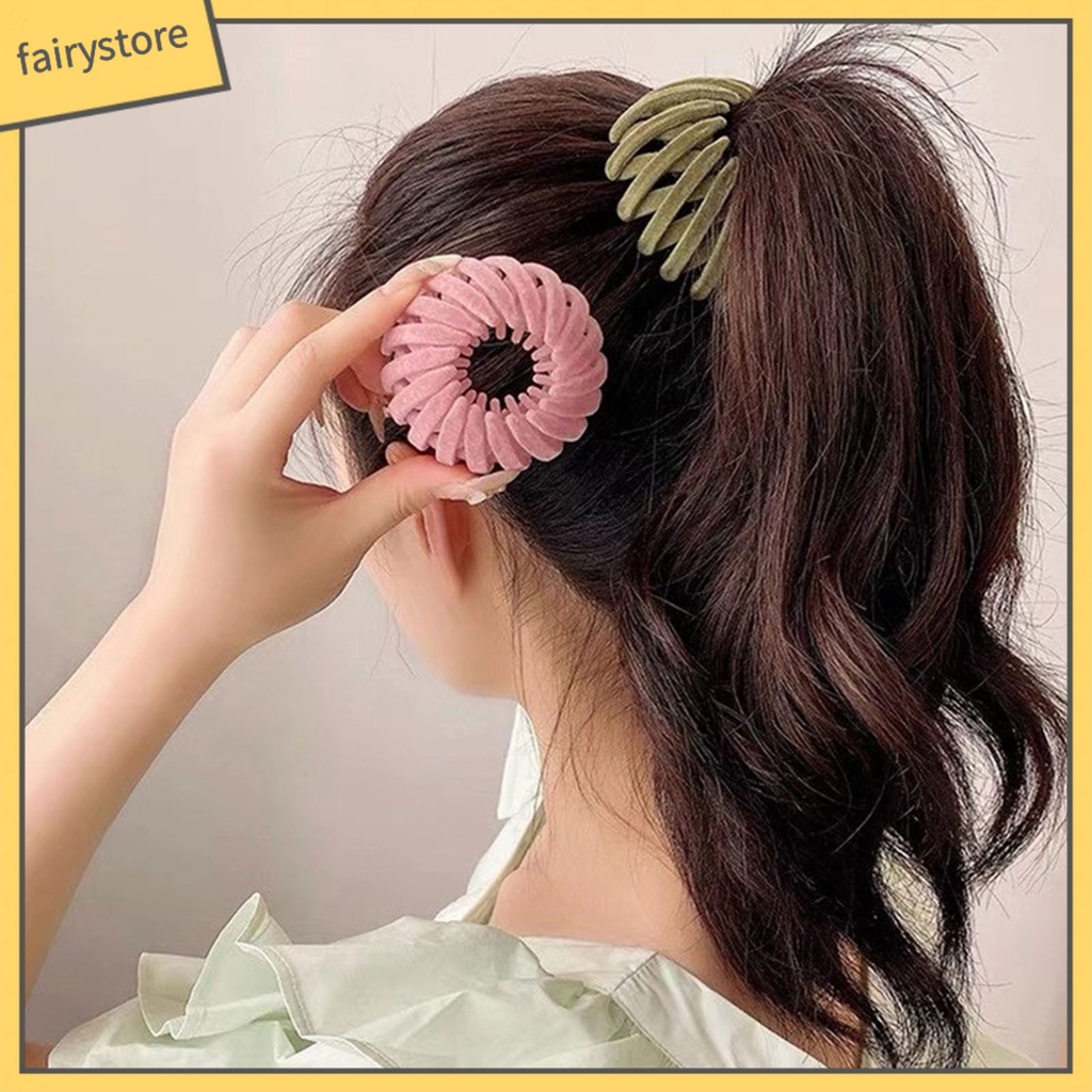 Kẹp Tóc Đuôi Ngựa Màu Trơn Không Đau Siêu Nhẹ Có Thể Tái Sử Dụng Giá Đỡ