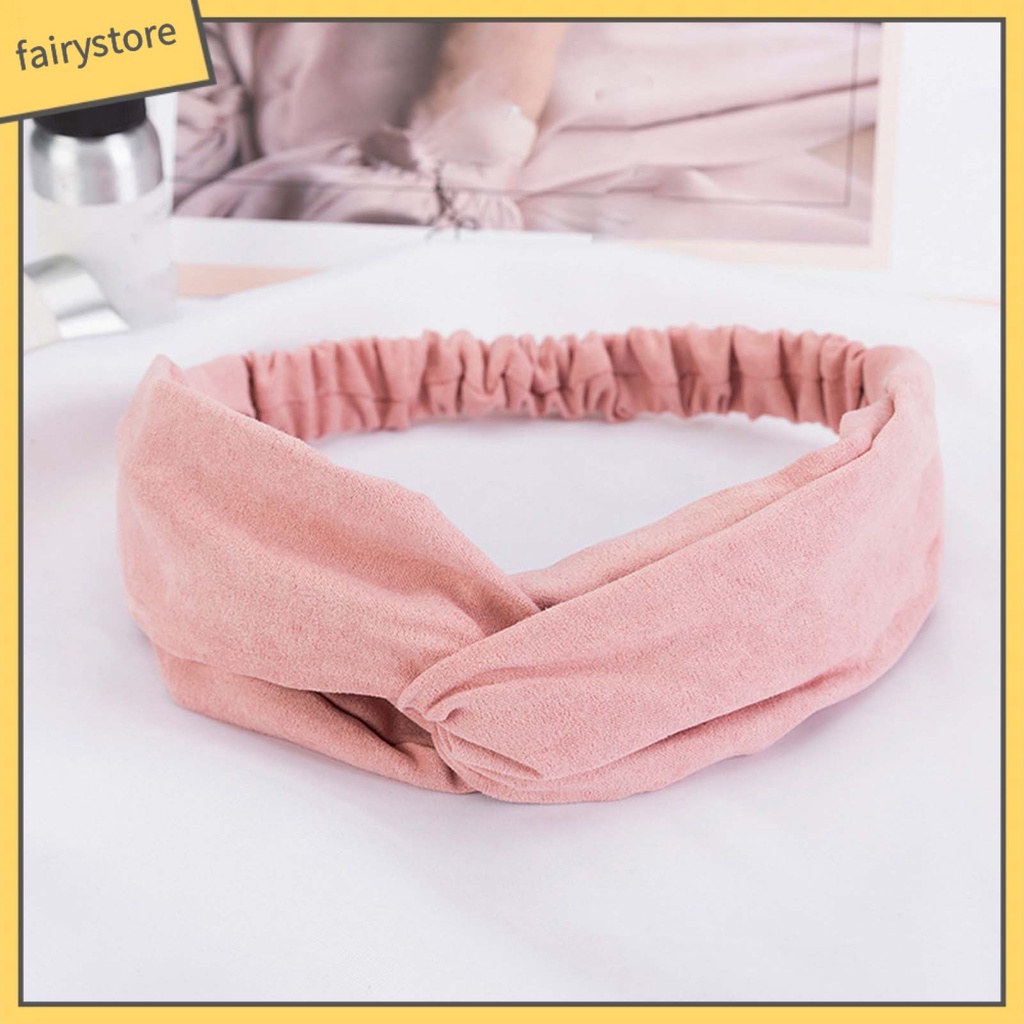 Băng Đô Cài Tóc Bằng Da Lộn Màu Trơn Co Giãn Tốt Tiện Dụng Cho Spa