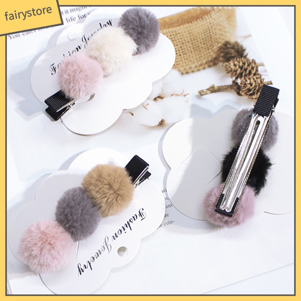 1 Kẹp Tóc Đính Bóng Xù Thời Trang Cho Nữ