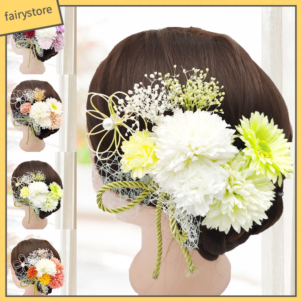 Set 9 Kẹp Tóc Chữ U Đính Hoa Cúc Nhân Tạo Đơn Giản