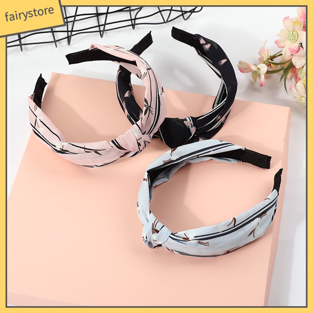 Băng Đô Cài Tóc Bản Rộng Thắt Nút Chéo Handmade Ngọt Ngào Cho Nữ