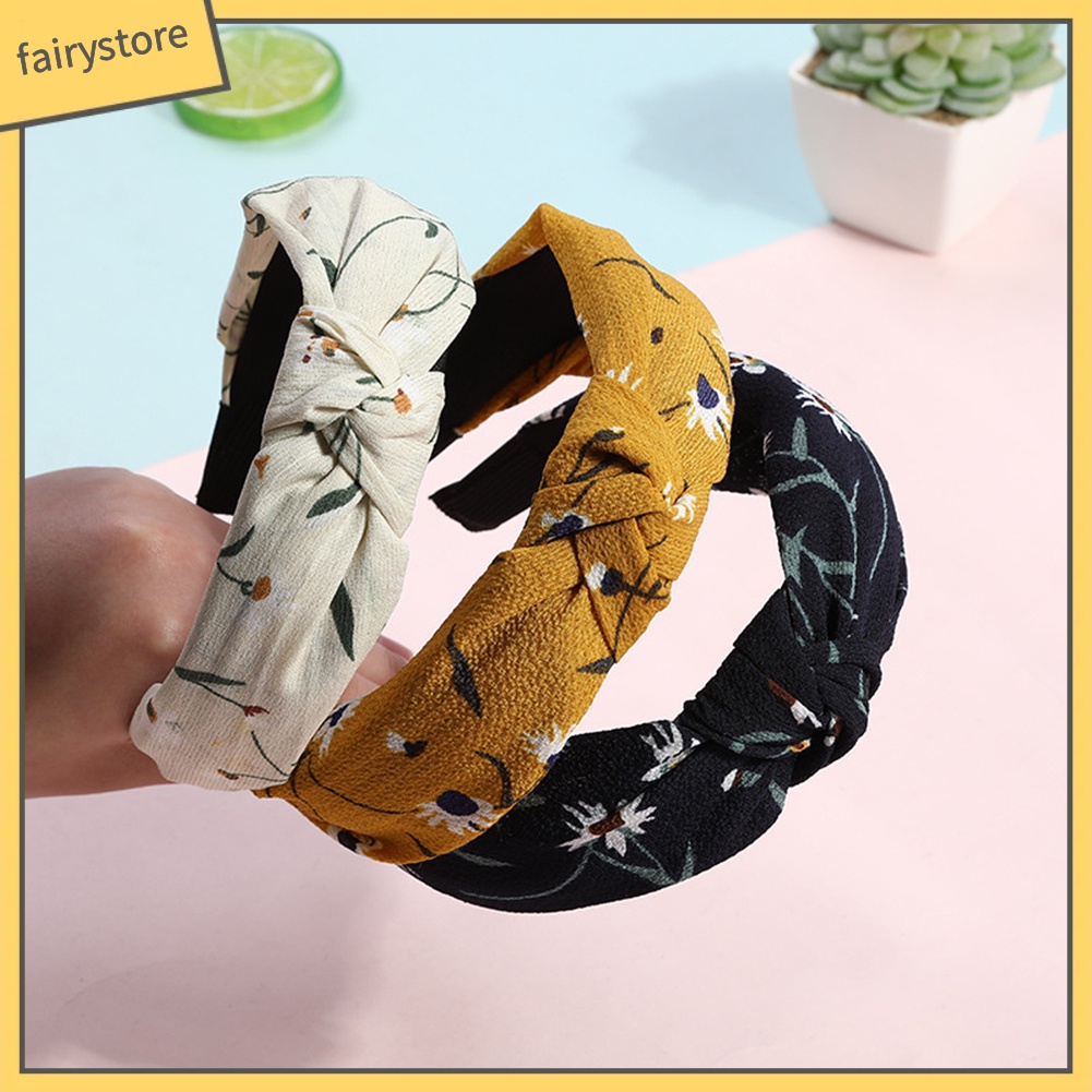 Băng Đô Cài Tóc Bản Rộng Thắt Nút Chéo Handmade Ngọt Ngào Cho Nữ