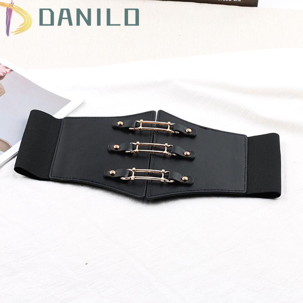 Danilo Thắt Lưng Bản Rộng Co Giãn Đính Đinh Tán Kim Loại Phong Cách Hàn Quốc