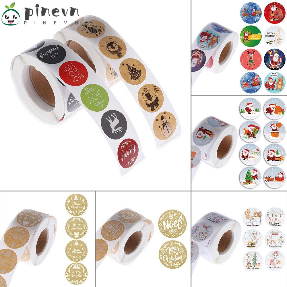 Cuộn 500 Nhãn Dán Trang Trí Túi Bánh Quy Chủ Đề Giáng Sinh