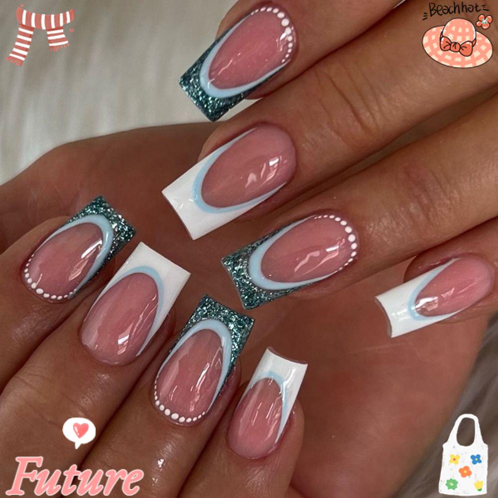 Bộ Móng Tay Giả Che Phủ Toàn Diện Đầu Vuông DIY