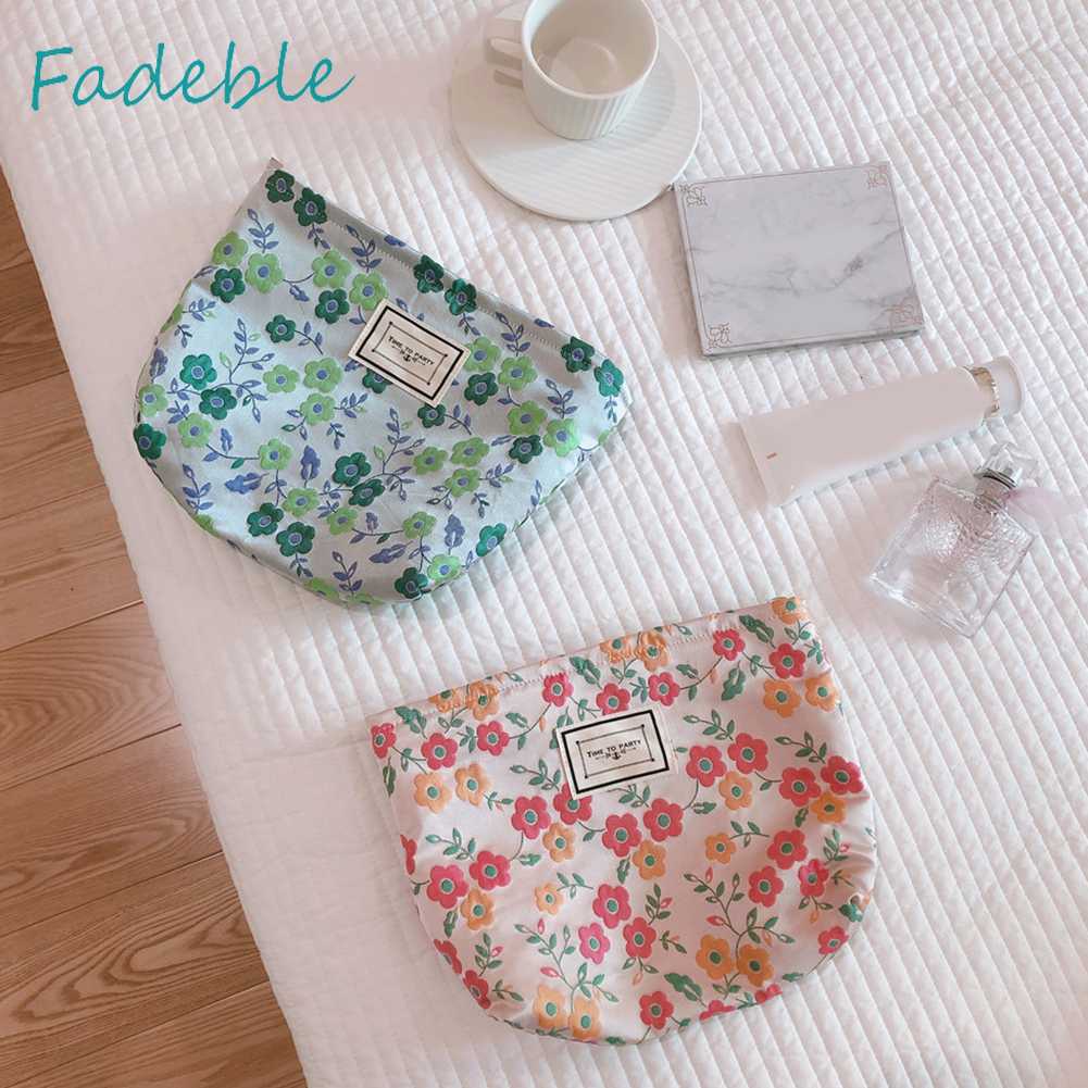 Túi Đựng Mỹ Phẩm Du Lịch Bằng Vải Canvas In Họa Tiết Hoa Sức Chứa Lớn Cho Nữ