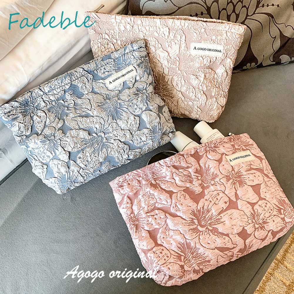 Túi Đựng Mỹ Phẩm Catton Sức Chứa Lớn Họa Tiết Hoa Dành Cho Nữ