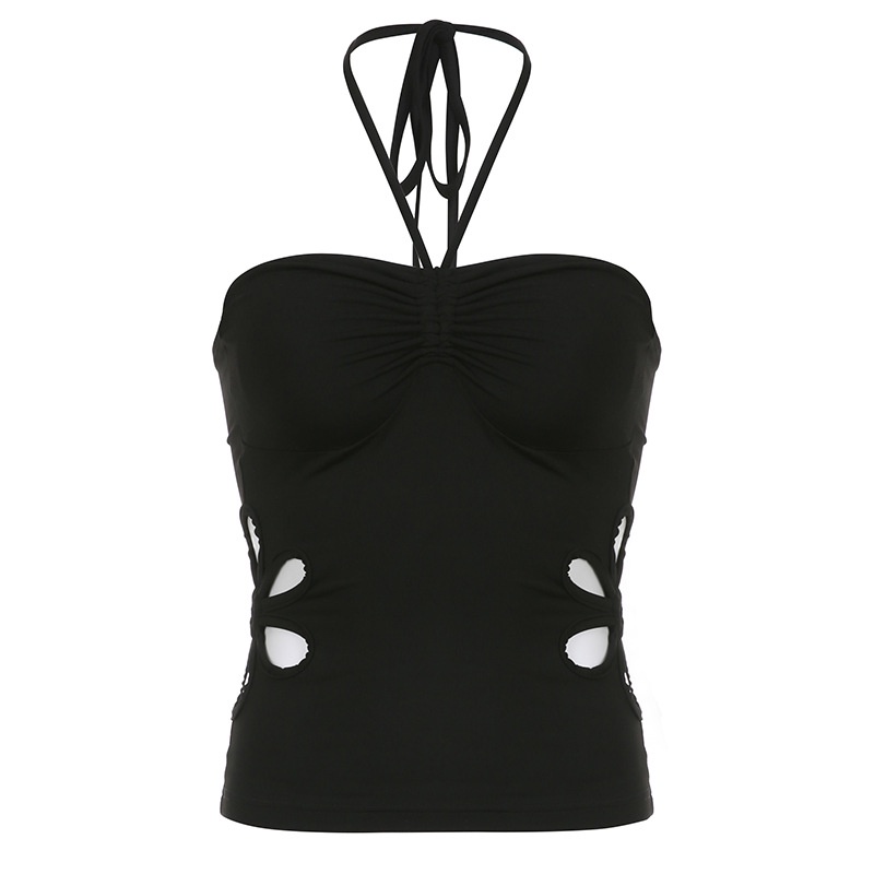 DUNEA Áo Croptop Cổ Yếm Hở Lưng Gợi Cảm Cho Nữ