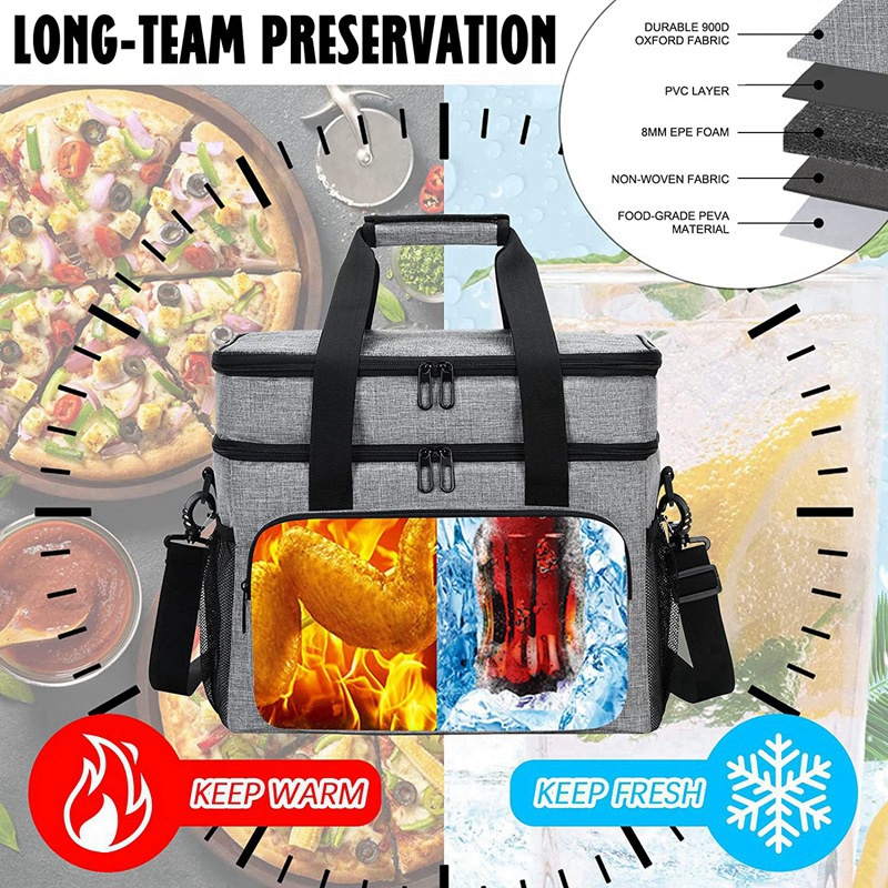 1 Túi Đựng Thức Ăn Làm Mát Màu Xám Cho Nam Và Nữ