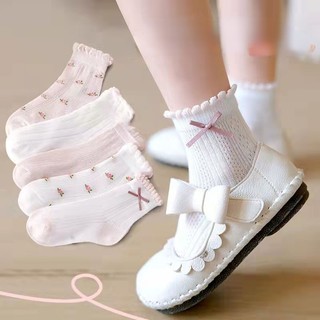 Set 5 Đôi Tất Lưới Đính Nơ Siêu Mỏng Thoáng Khí Cho Bé Gái