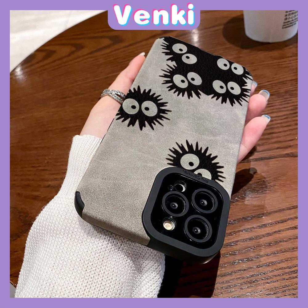 VENKI - Ốp Lưng iPhone 11 Da Học Sinh Da Lộn Ốp Lưng Mềm Chống Sốc Camera Đơn Giản Dễ Thương Màu Đen Than Bánh Nhỏ Tương Thích Với iPhone 14 13 Pro max 12 Pro max xr xs 7 8Plus