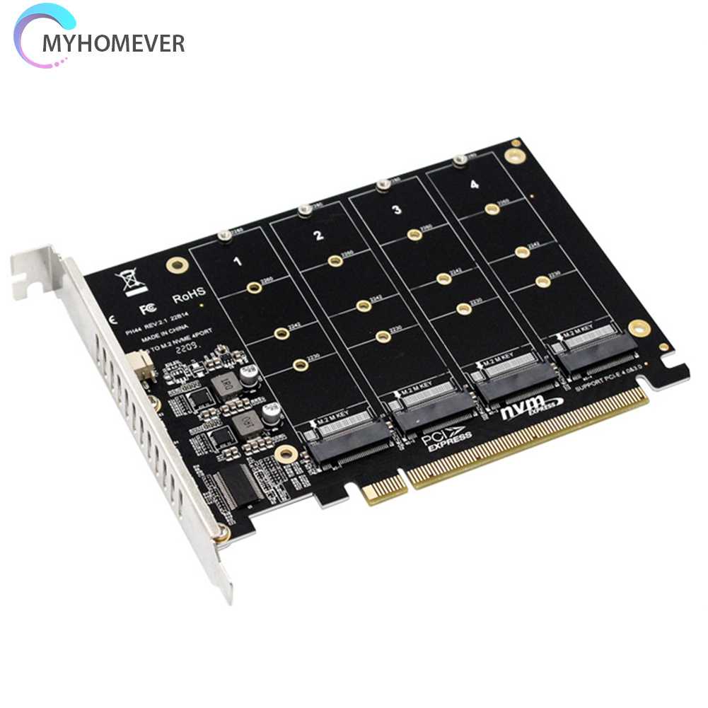 Bộ ChuyểN ĐổI Ổ CứNg 4 CổNg M.2 NVME SSD Sang PCIE X16, Hỗ Trợ 2230 / 2242 / 2260 / 2280