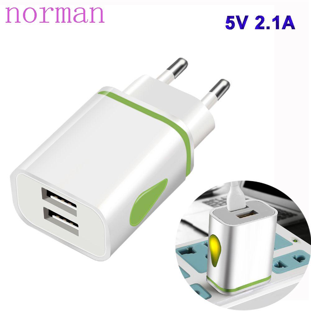 Cốc Sạc Nhanh NORMAN Có Đèn LED Hai Cổng USB 5V 2.1A Cho Điện Thoại Thông Minh