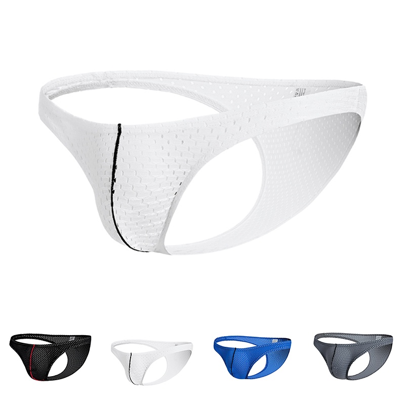 Quần Lót Tam Giác Ôm Sát Phối Lưới Không Đường May Co Giãn Màu Đen / Trắng / Xám / Xanh Dương Cho Nam