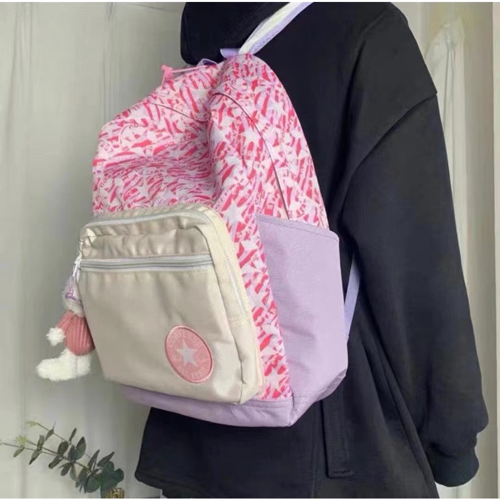 Balo Converse Màu Hồng / Tím In Logo Trái Tim Dung Tích Lớn Cho Nam Và Nữ 1066