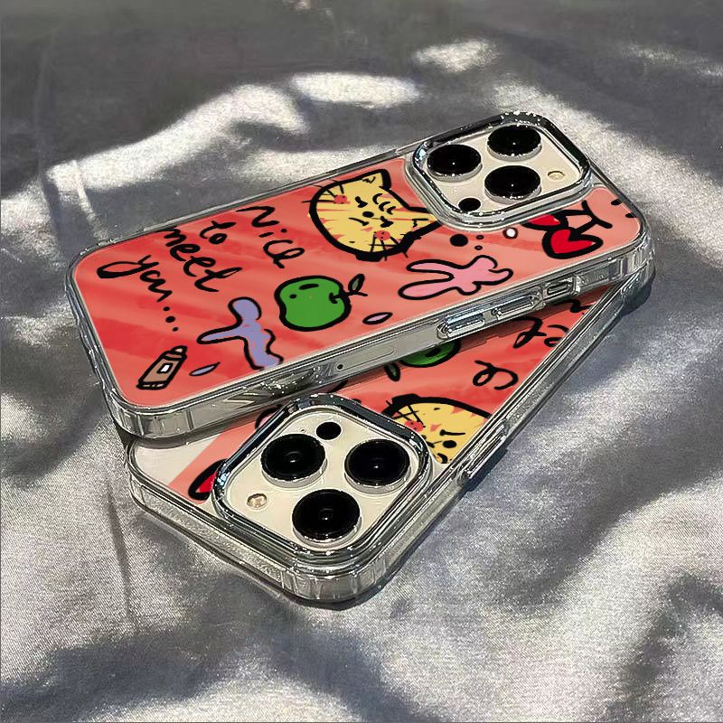 ✅Ốp Điện Thoại Dẻo Họa Tiết Mèo Kiểu Graffiti Đơn Giản Chống Sốc Cho iPhone1214pro Xsmax7 / 8 max13 11
