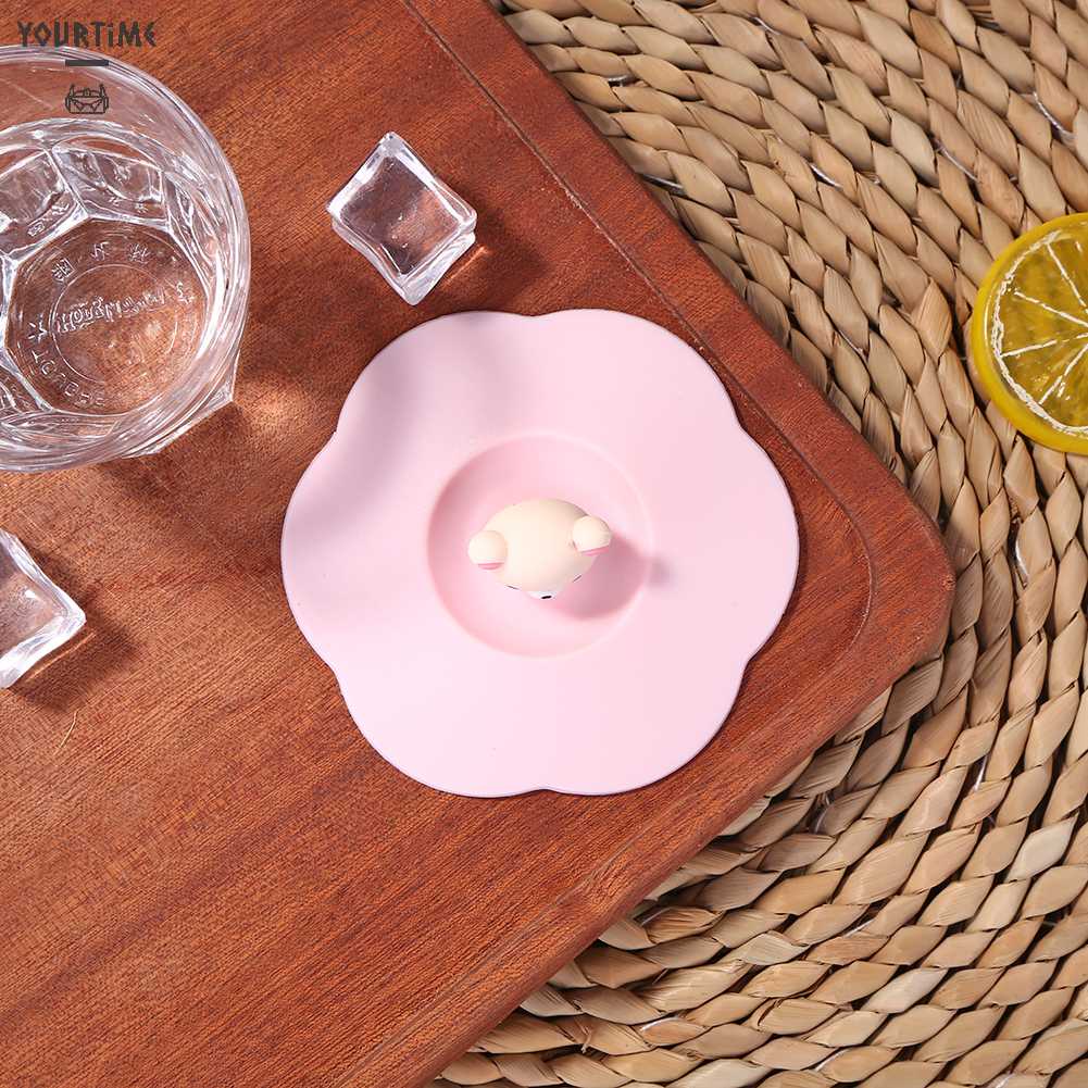 Nắp Đậy Cốc Nước Bằng Silicon Trong Suốt Chịu Nhiệt Chống Tràn Kiểu Hoạt Hình Dễ Thương