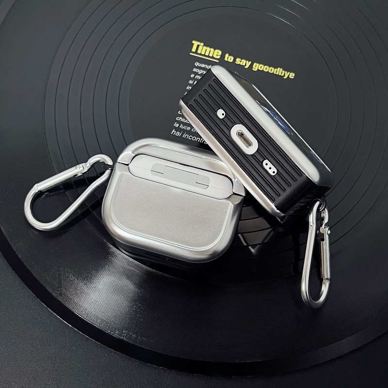 Vỏ Bảo Vệ Hộp Sạc Tai nghe không dây AirPods 1 / 2 gen3 Pro2 2022 Mạ Màu Bạc Thời Trang Có Móc Chống Rơi