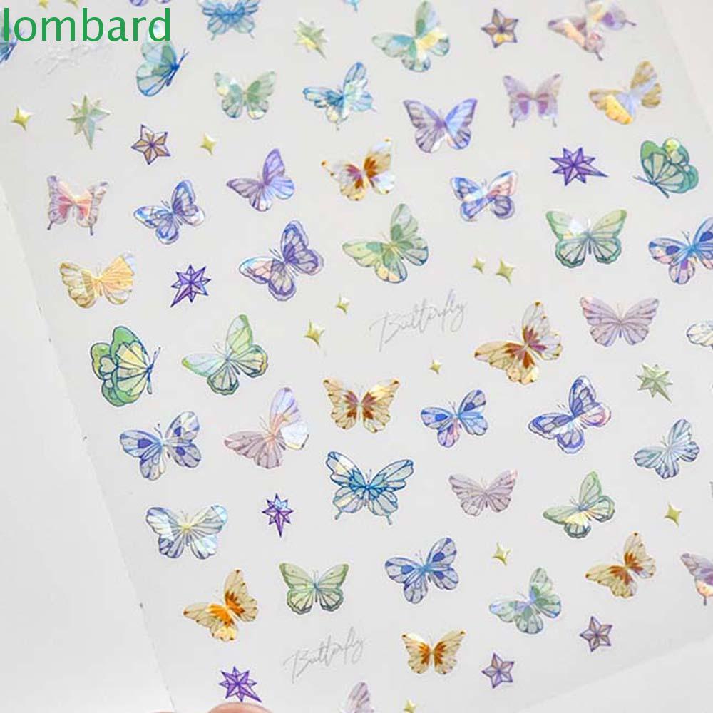 Miếng Dán Trang Trí Móng Tay Hình Bướm Màu Laser Phong Cách Hàn Quốc Dành Cho Nữ