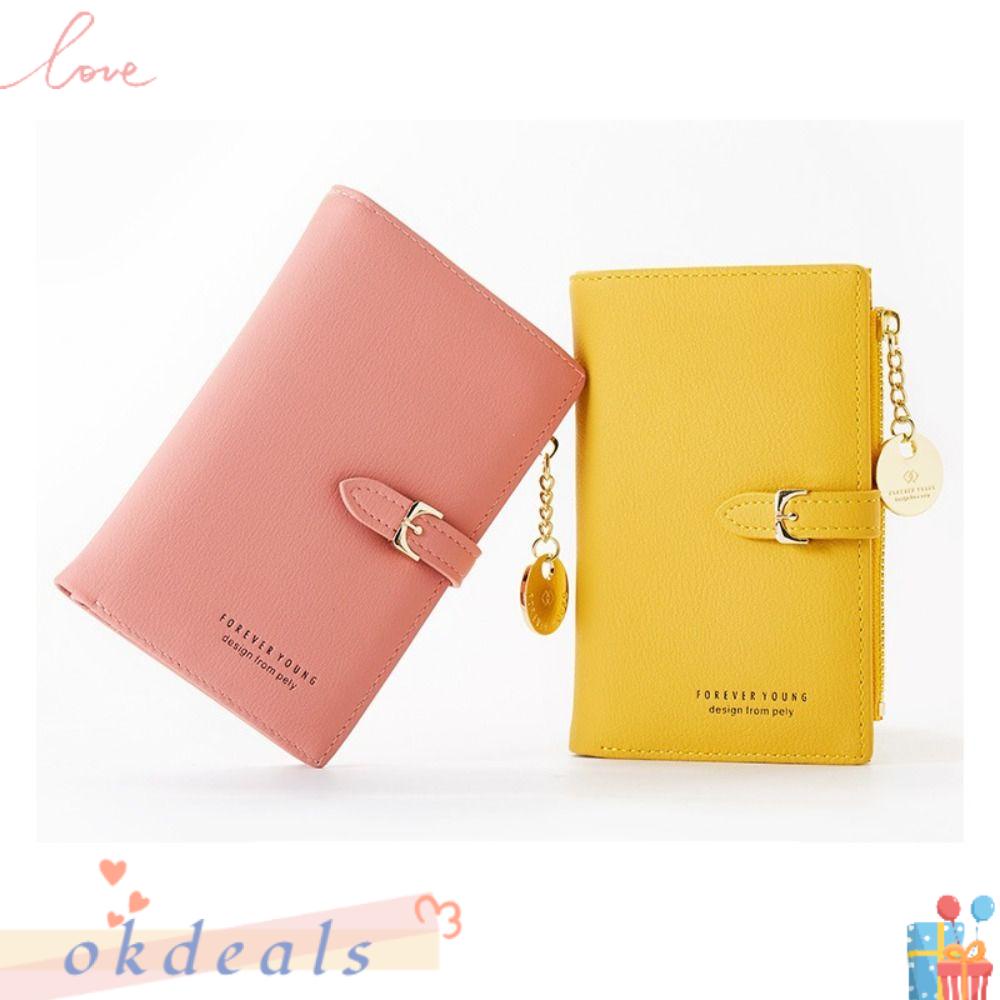 Ví Da Nữ Mỏng Màu Trơn Nhiều Ngăn Tiện Dụng