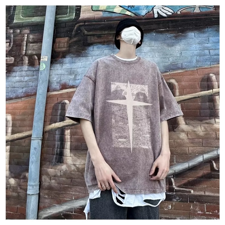 Áo Thun Cotton Tay Ngắn Cổ Tròn Dáng Rộng In Họa Tiết Độc Đáo Thời Trang Mùa Hè Cho Nam