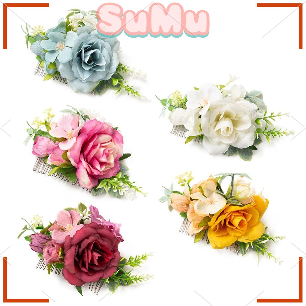 Lược Cài Tóc Đính Hoa Lấp Lánh Dành Cho Cô Dâu|Phụ Kiện Trang Trí Tóc Xinh Xắn Chất Lượng