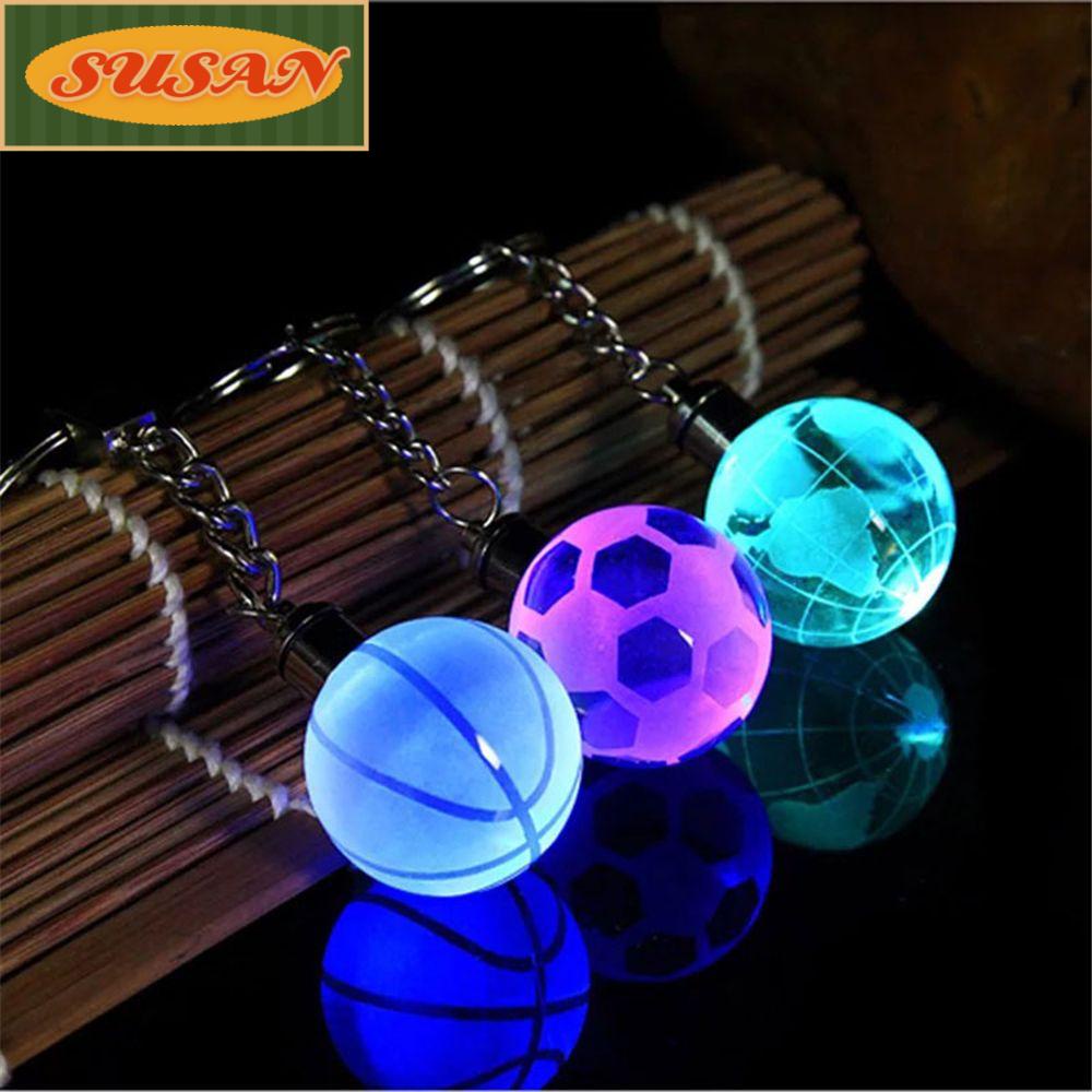 Móc Khóa Hình Quả Bóng Kính 3D Có Đèn LED