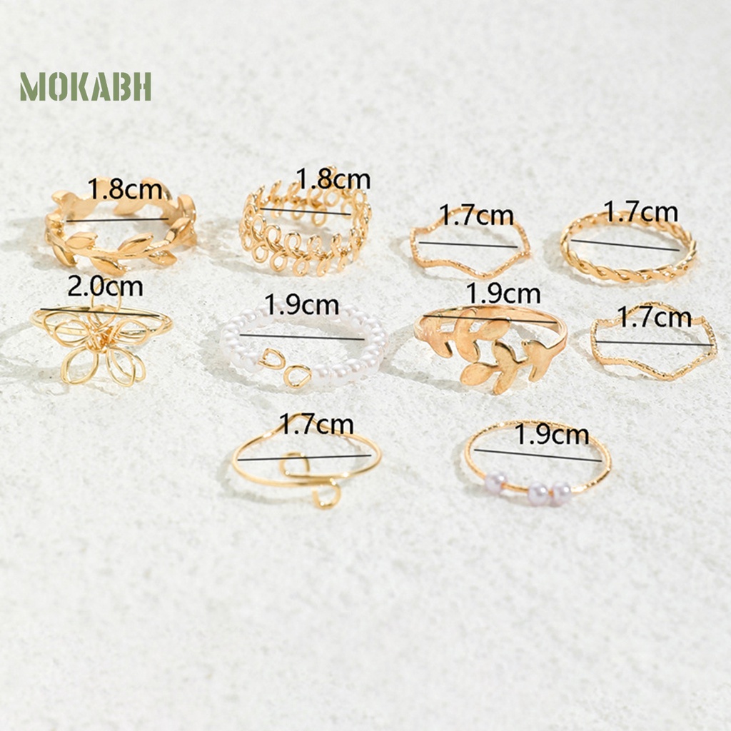 10 Nhẫn Đeo Ngón Tay Mạ Điện Họa Tiết Theo Phong Cách Bohemian Dùng Cho Tiệc