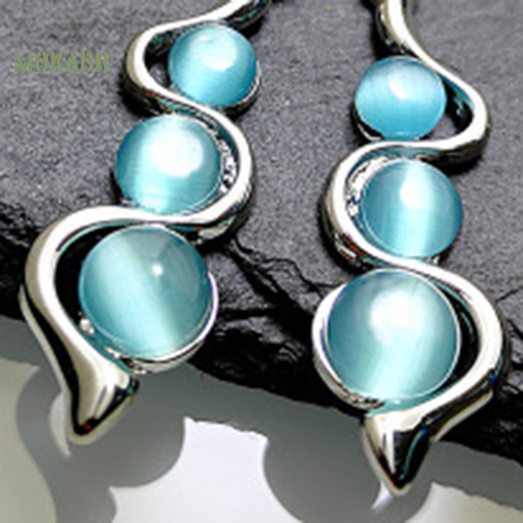 1 Đôi Bông Tai Móc Hình Sóng Nước Bằng Đá Xanh Phong Cách Bohemia Dành Cho Nữ