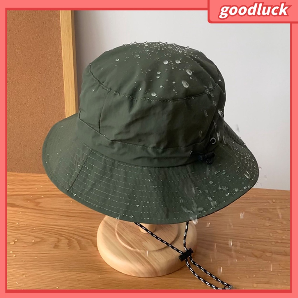Nón Vành Tròn Màu Trơn Chống Gió Chống Nắng Thoáng Khí Có Dây Cố Định Cho Nam Và Nữ