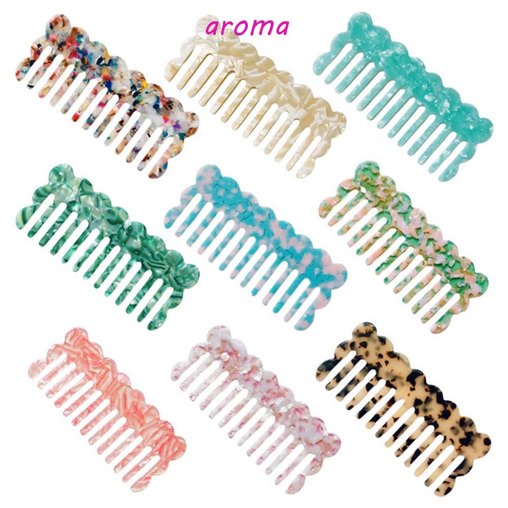 AROMA Lược Chải Tóc Răng Thưa Thoải Mái Họa Tiết Da Báo Cho Nữ