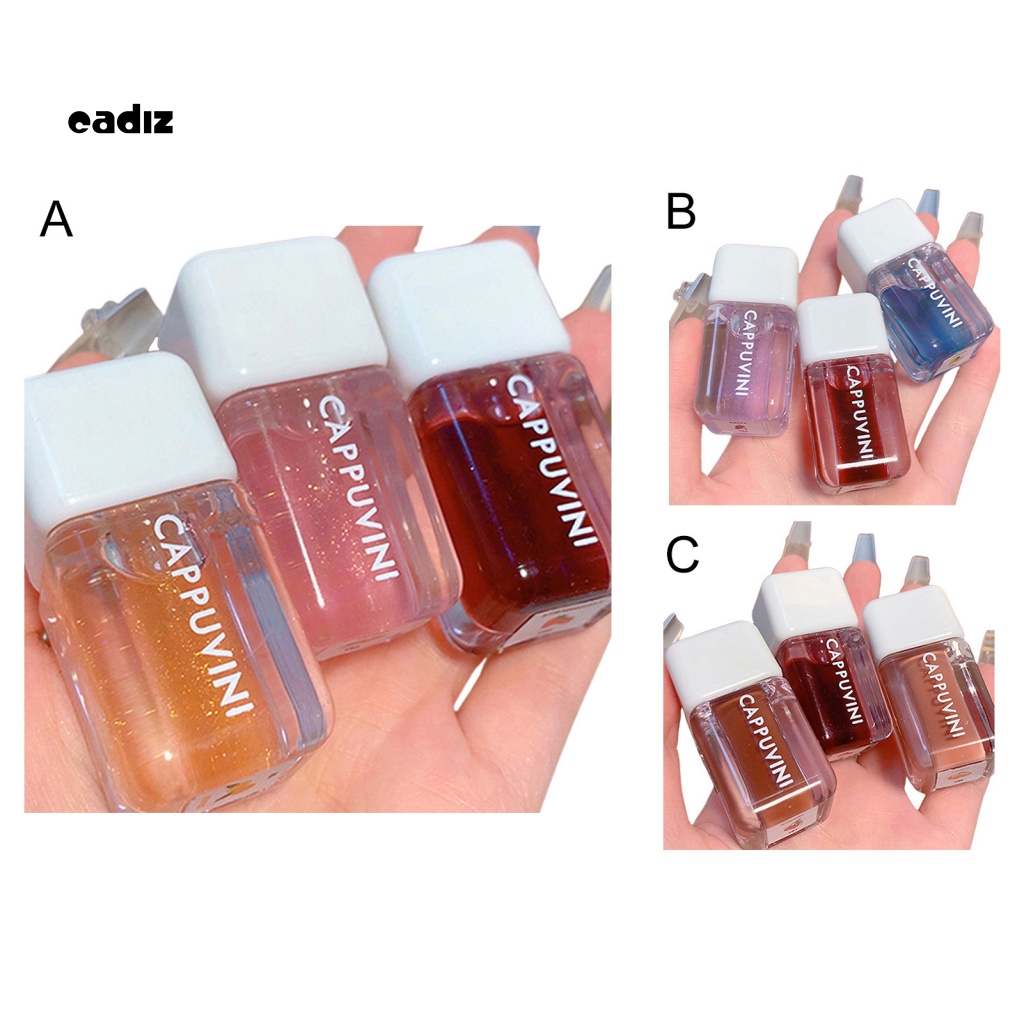 Bộ 3 Son Bóng Trong Suốt Dưỡng Ẩm Chống Nếp Nhăn Cho Môi