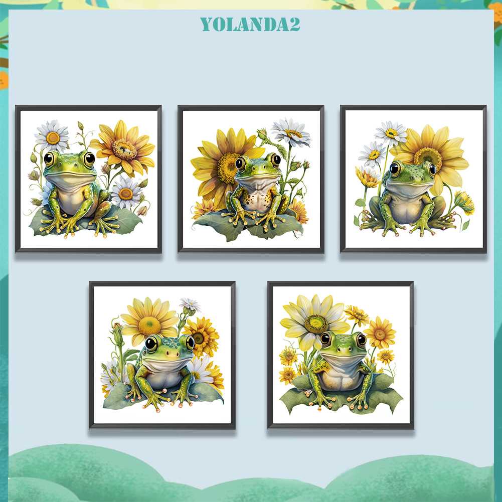 Tranh Đính Đá Kim Cương Toàn Bộ 5D DIY Hình Vẽ Hoa Hướng Dương / Ếch