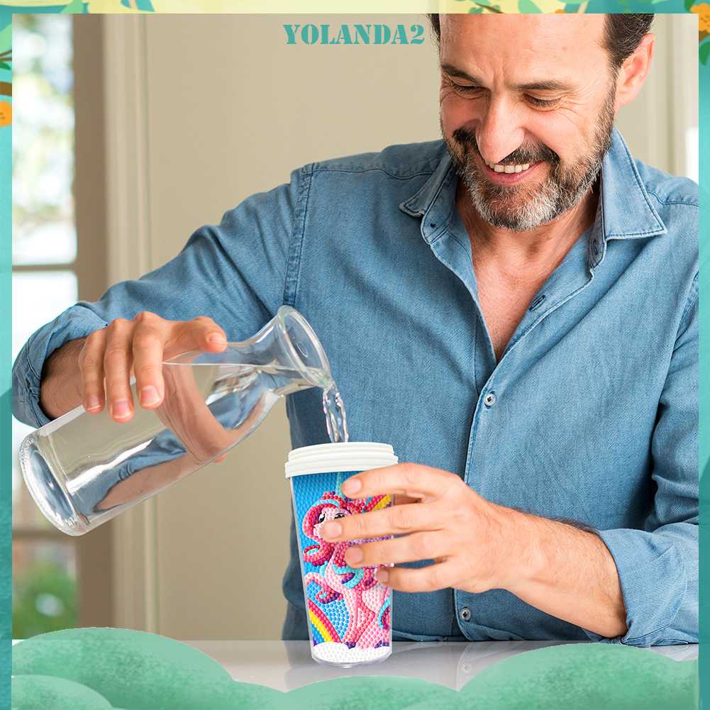 Cốc Nước Thể Thao Ngoài Trời Không BPA Chống Rò Rỉ Sơn Kim Cương DIY