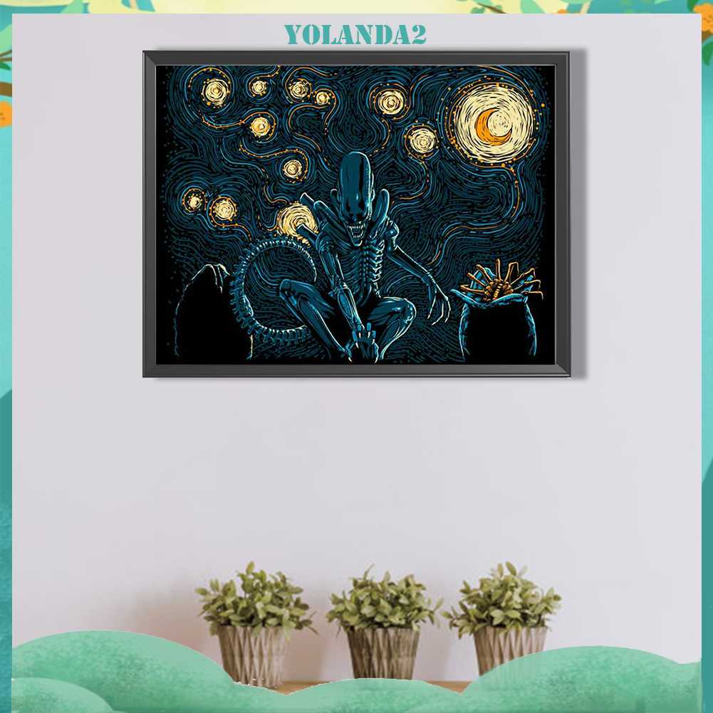 Tranh Đính Đá Kim Cương Toàn Bộ 5D DIY Hình Người Ngoài Hành Tinh