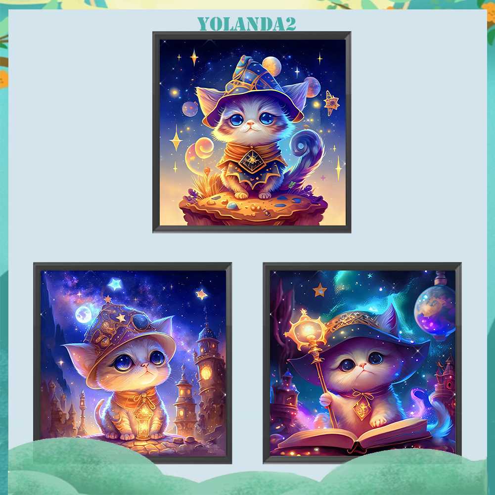 Tranh Đính Đá Kim Cương Toàn Bộ 5D DIY Hình Vẽ Mèo Trang Trí Nhà Cửa