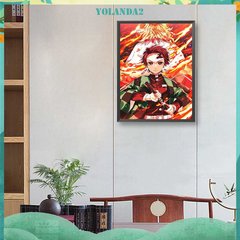 Bộ Tranh Đính Đá 5D Họa Tiết Demon Slayer Độc Đáo DIY Dùng Trang Trí Nhà Cửa