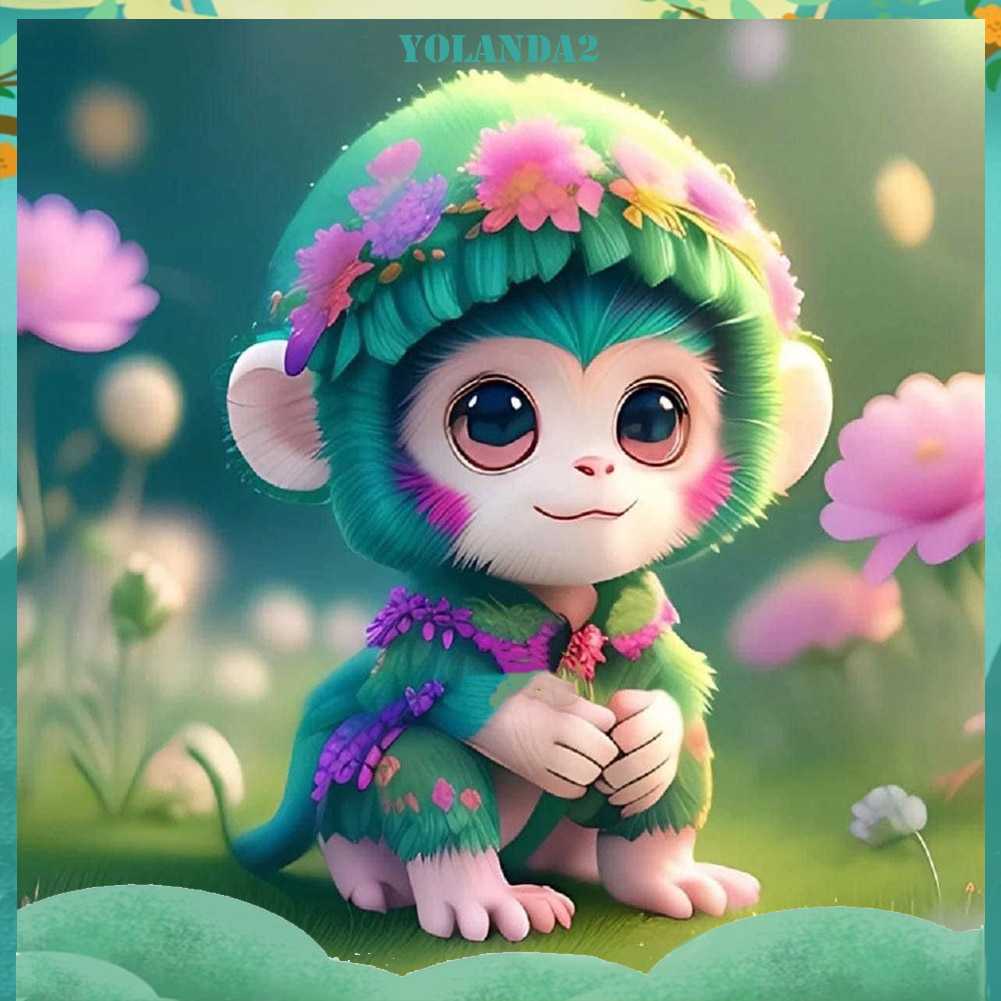 Tranh Đính Đá Kim Cương Toàn Bộ 5D DIY Hình Vẽ Khỉ Dùng Trang Trí Nhà