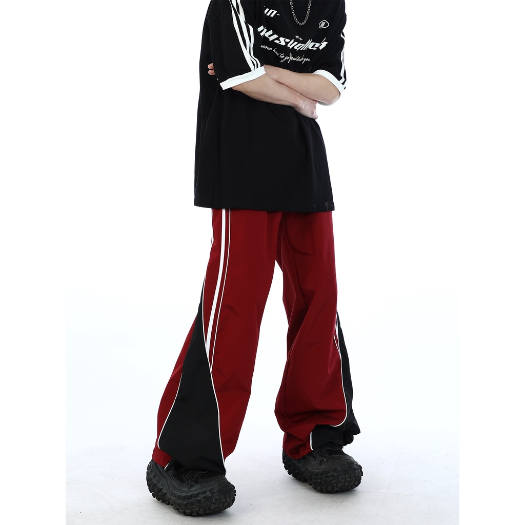 Maxdstr Quần Dài Ống Loe Thẳng Họa Tiết Kẻ Sọc Hai Bên Thiết Kế Retro Mỹ Cao Cấp
