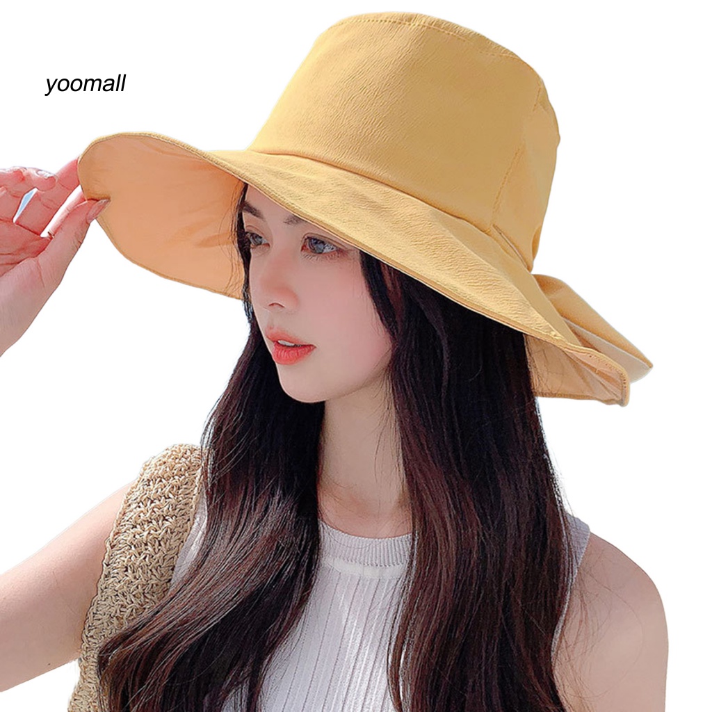Nón Tai Bèo Vành Rộng Chống Tia UV Thoáng Khí Màu Sắc Đơn Giản Dành Cho Nữ