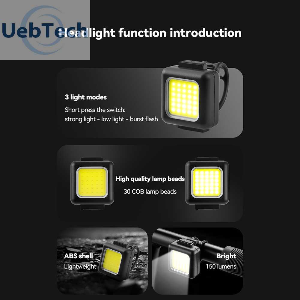 Đèn LED COB Chống Nước 130LM / 80LM 150mAh Cổng Sạc USB Loại C Cho Xe Đạp